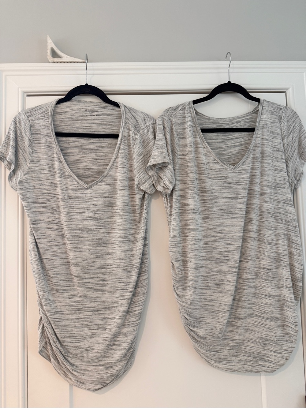Motherhood Maternity 2 Gray Heathered V-Neck Short Sleeve T-shirts - size M